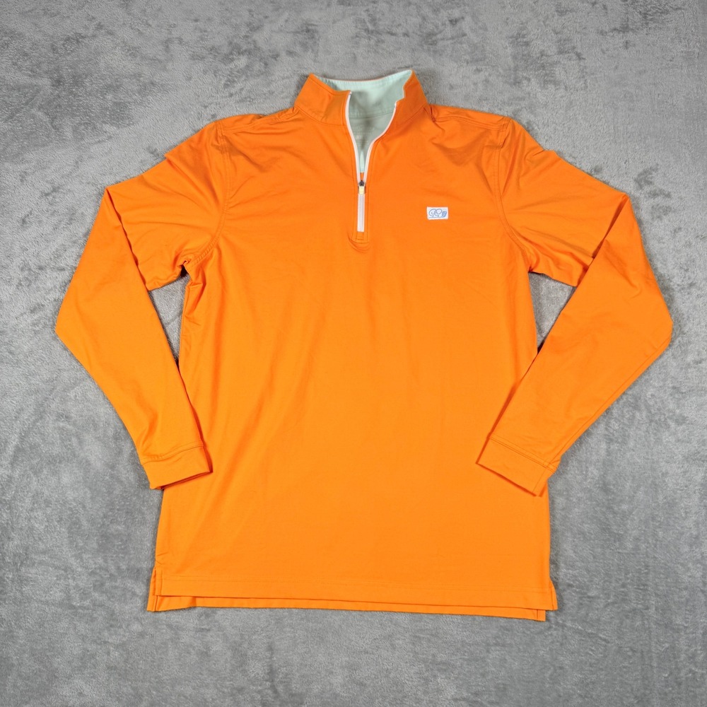 Good Good Golf Mens Small Pullover Orange Quarter Zip Long Sleeve Technical Top